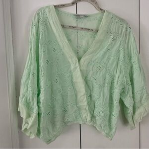 Young Fabulous & Broke Light Green Eyelet Blouse